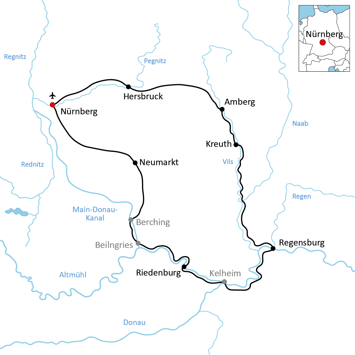 Map of Five Rivers Cycle Route