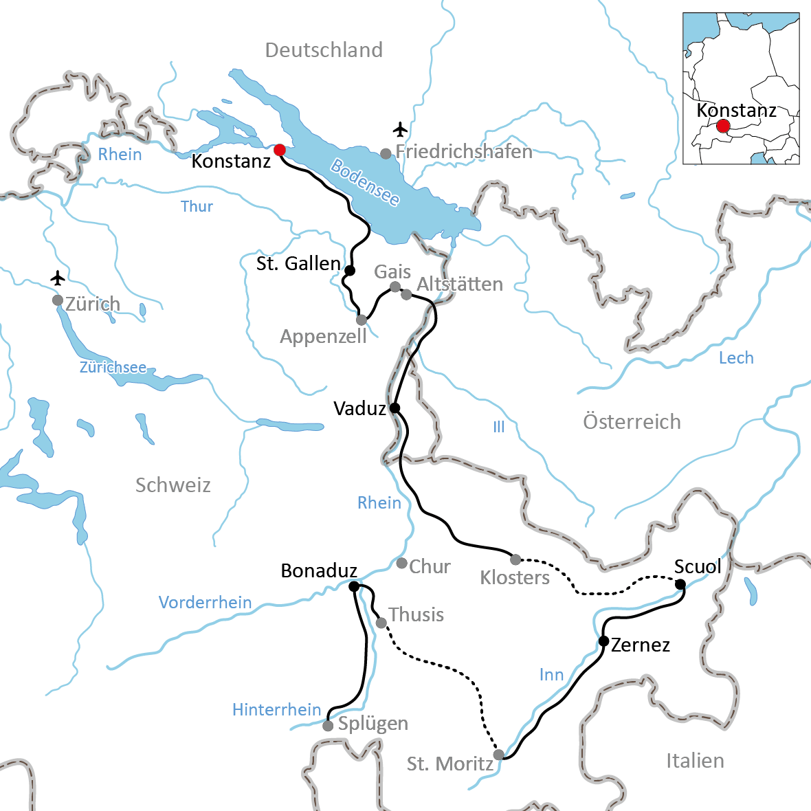 Map of Cycling tour through Eastern Switzerland