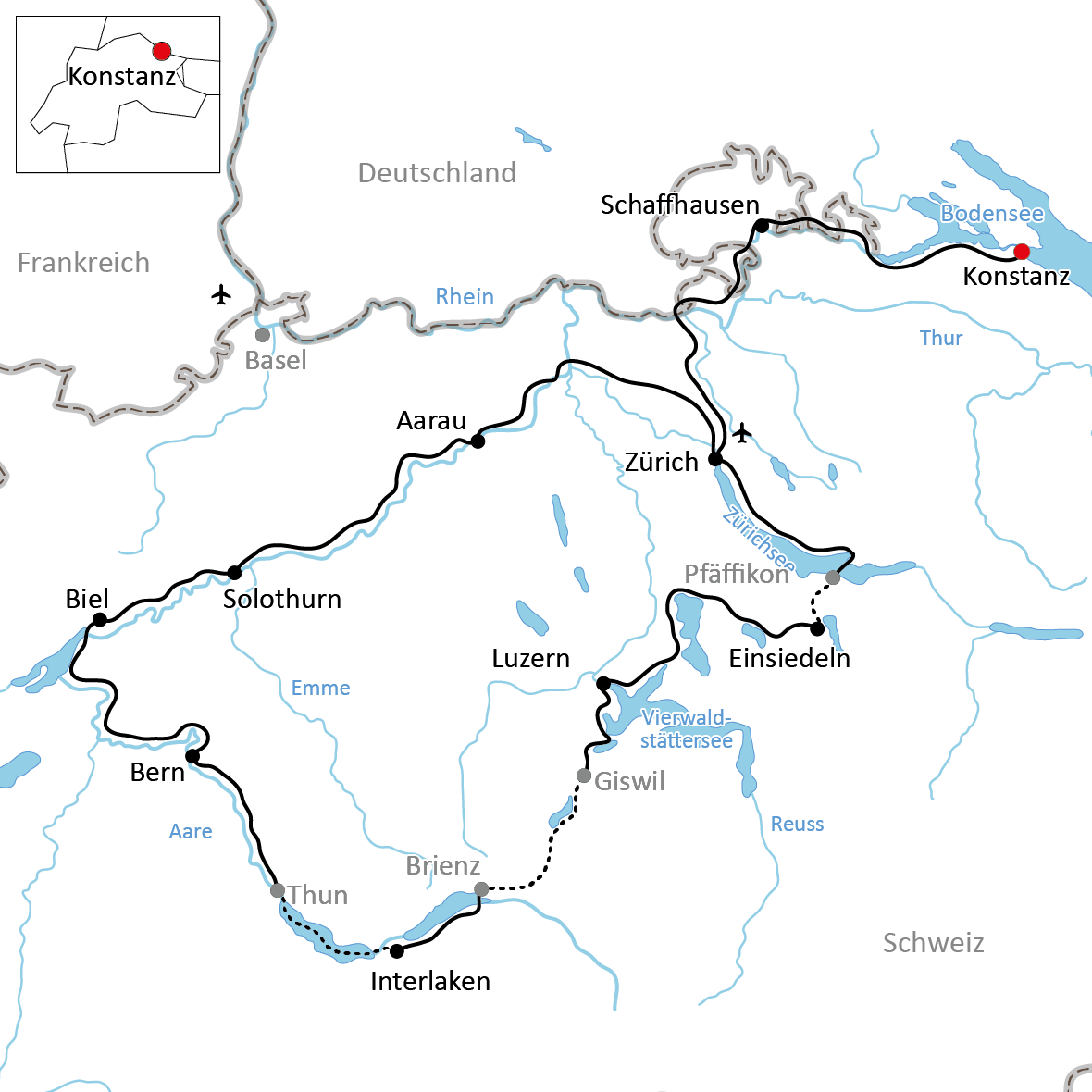 Map of The Grand bike Tour in Switzerland