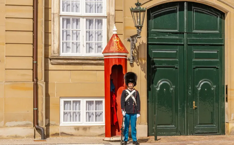 Royal Life Guards at Amalienborg Palace in Copenhagen
