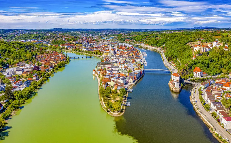 Three-river-confluence in Passau