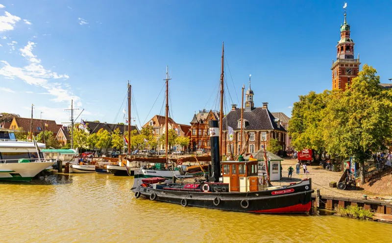 The museum harbor and the town hall in Leer