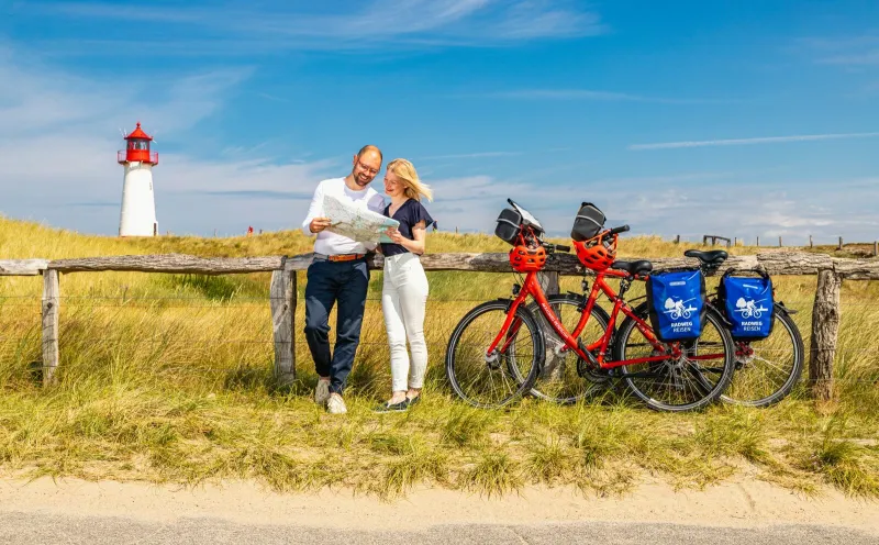 Cyclists near Sylt Lighthouse