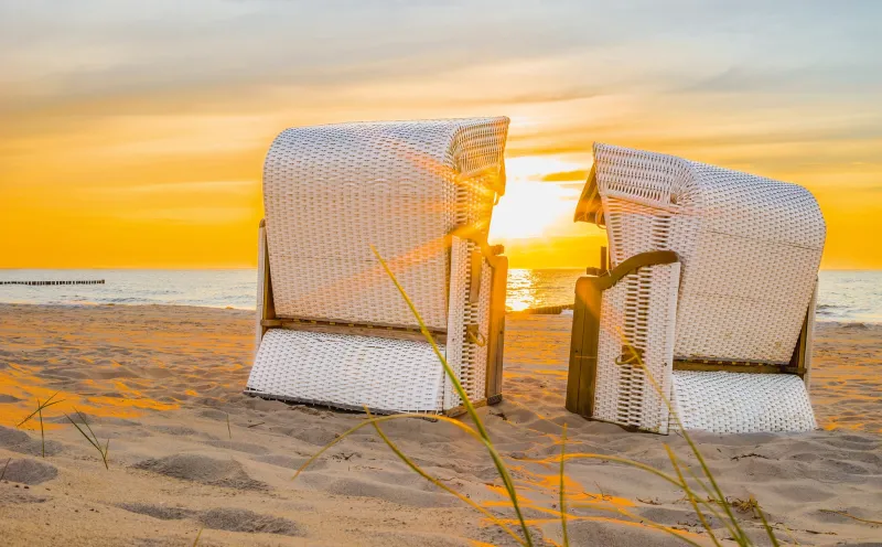 Sunset on the beach near Zingst
