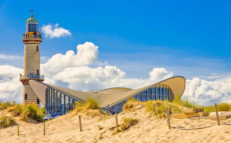 Tea pot and lighthouse in Warnemünde