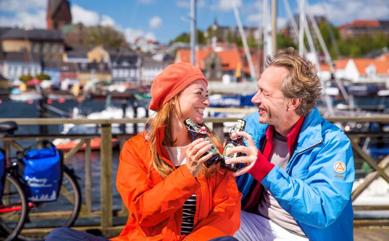 Cyclist, Flensburg harbor