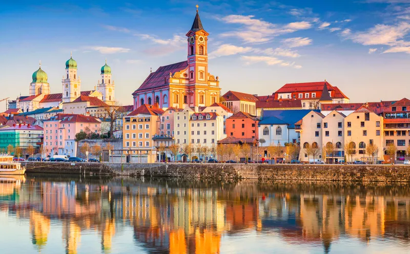 Inn, St. Paul's Church, and St. Stephen's Cathedral in Passau