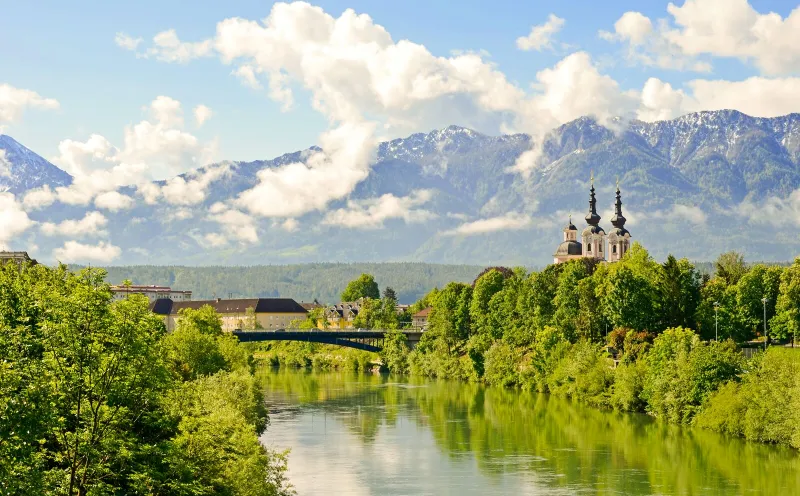 View of Villach and the Drava river