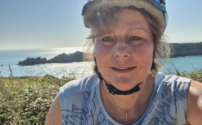 Regine at the Pointe du Grouin