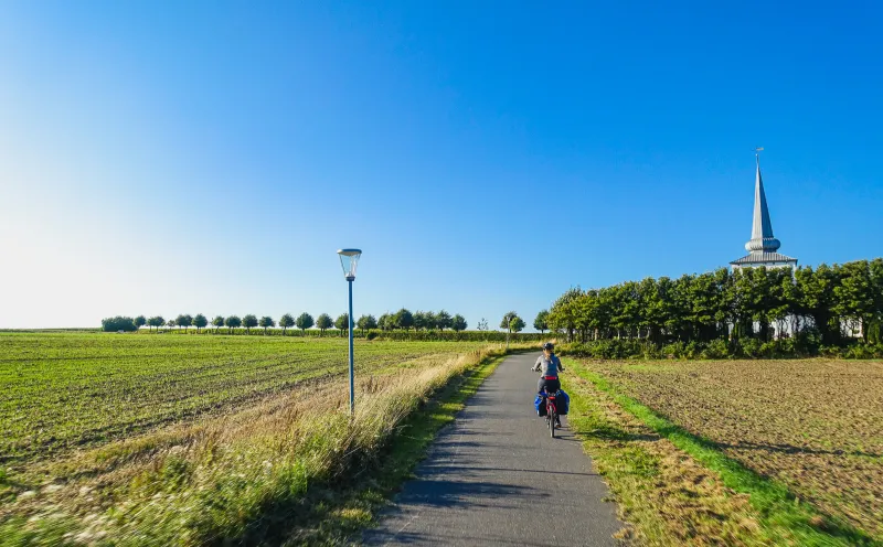 Cyclist, cycle path, Christiansfeld