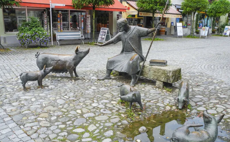 Fountain at the Saumarkt in Wangen im Allgäu