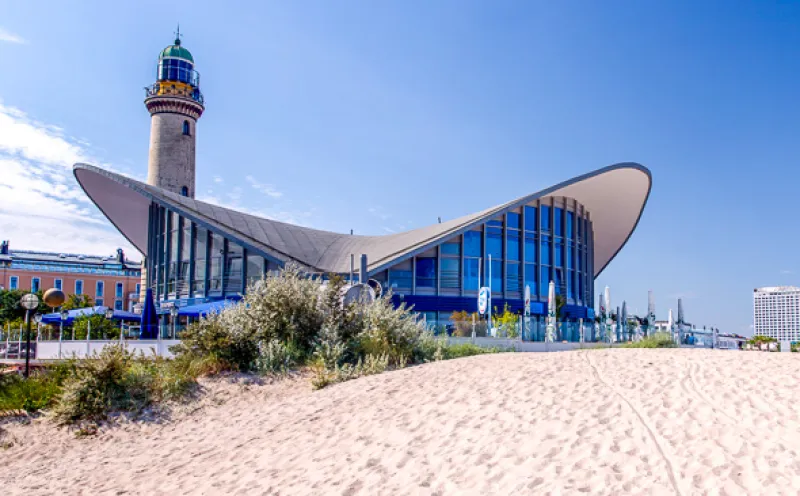 The teapot and the lighthouse in Warnemünde