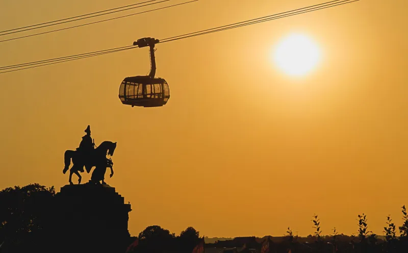 High up with the Koblenz cable car gondola