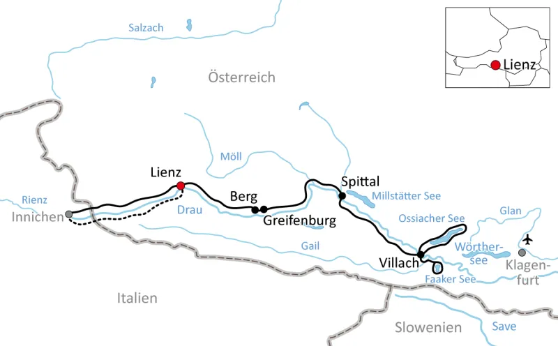 Map of the Drava Cycle Path for Families