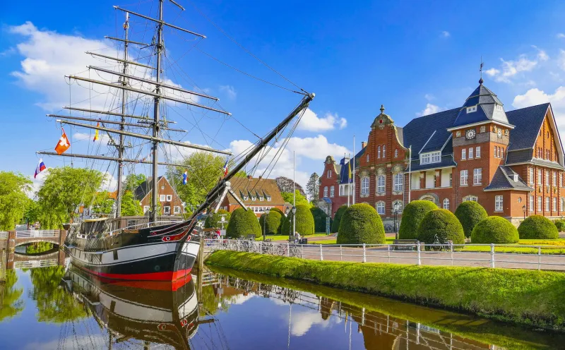 Museum ship and Papenburg town hall