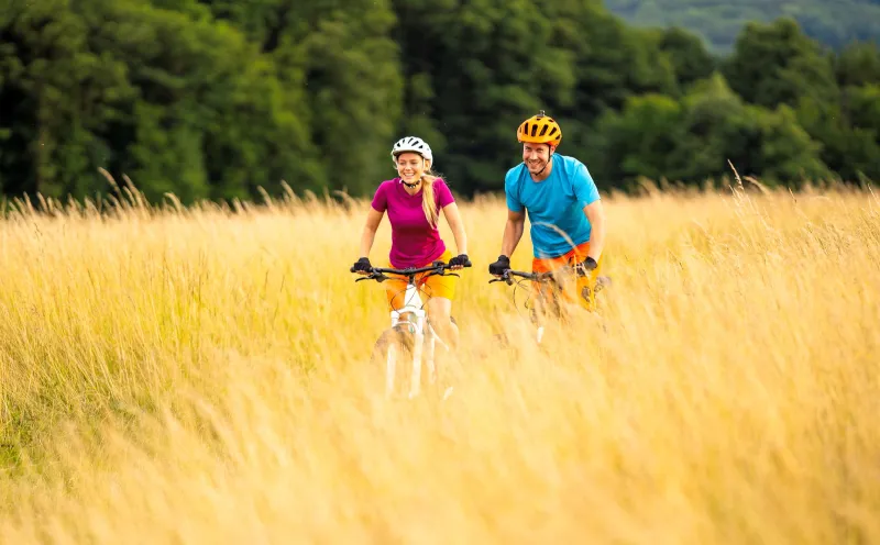 Cyclists, fields