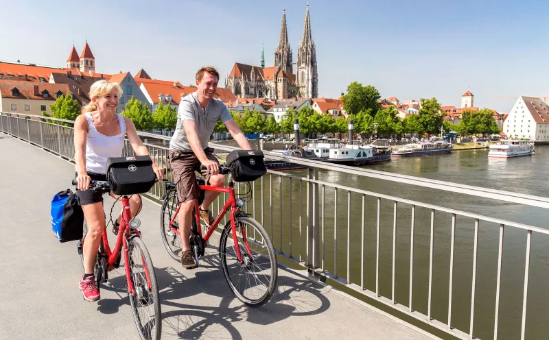 Cyclist on the Stone Bridge_Regensburg