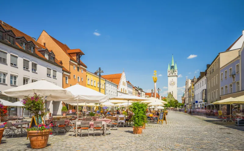 Straubing, city tower, Trinity column