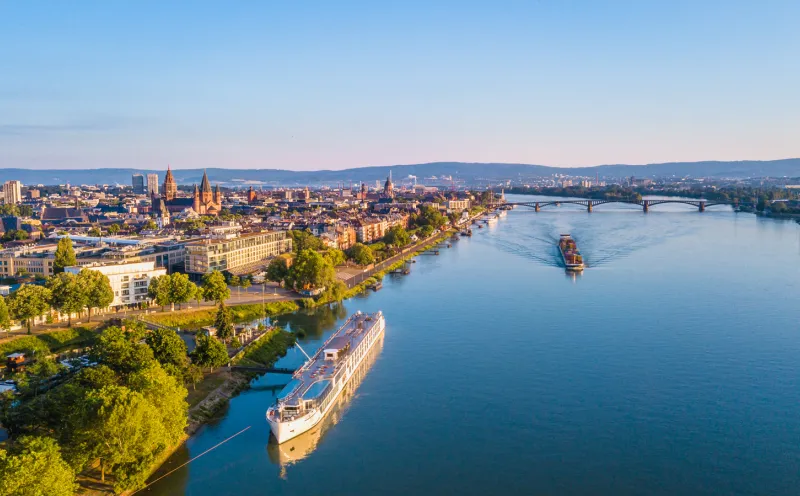 Mainz, Main, city from above