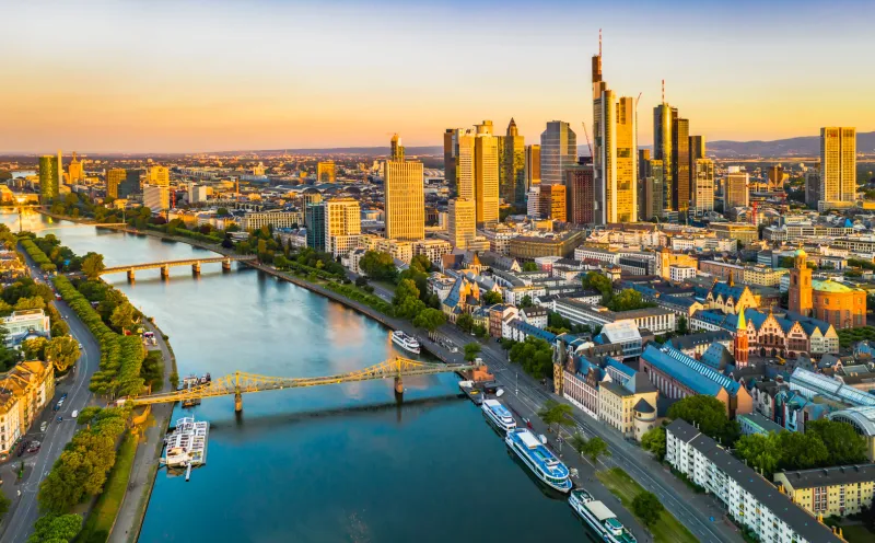 Frankfurt am Main, Main, Skyline, Sunset