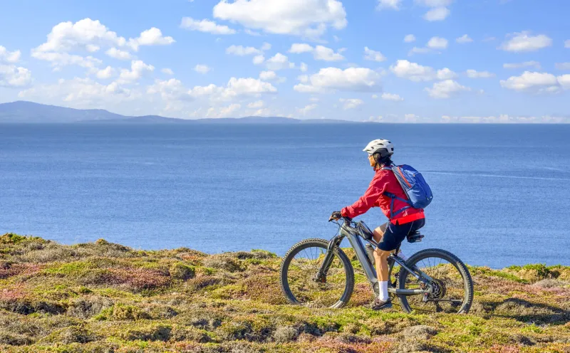 Cyclist at the Cape near Finisterre