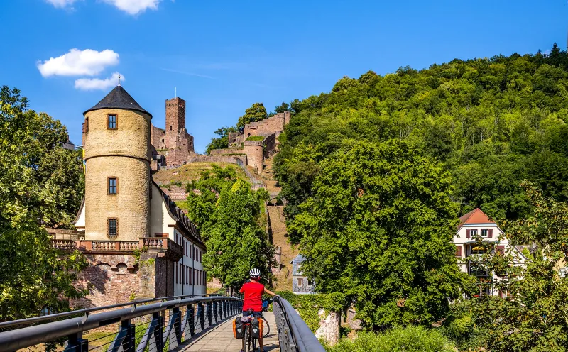 Wertheim, bridge, cyclist