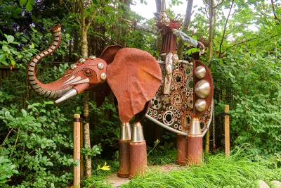 One of several scrap sculptures