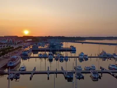Harbor in Barth in the evening