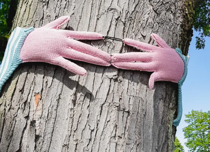 Knitted art on the tree