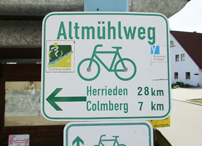 Signpost Altmühl Cycle Route
