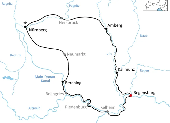 Map to the Five River Cycle route