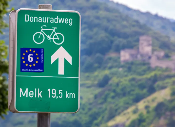 Danube cycle path signposts