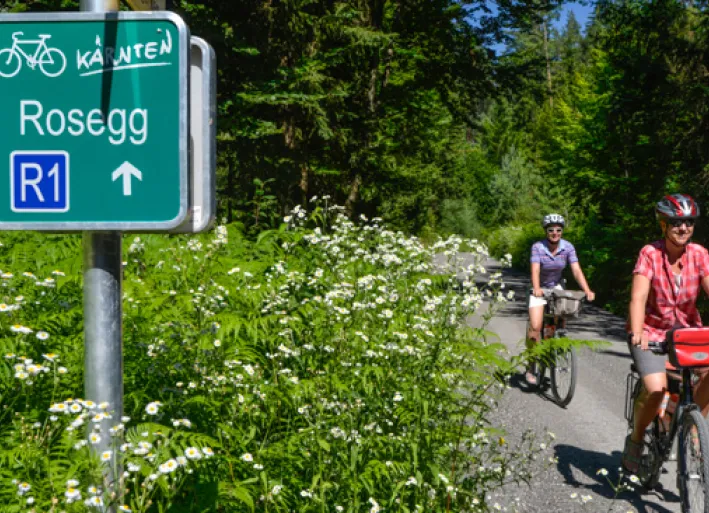 Signposts along the Drava Cycle Route