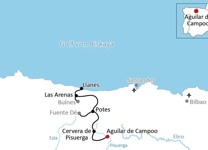 Map of Bike Tour in Asturias