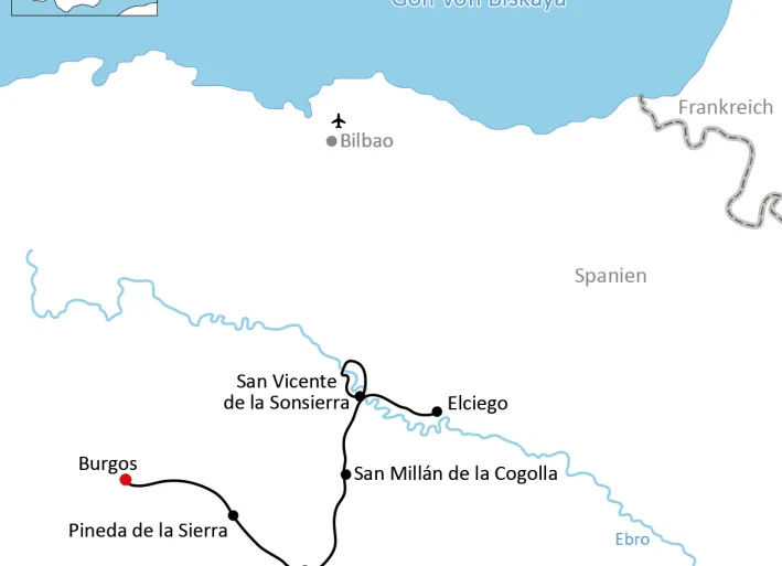 Map of bike tour trough La Rioja