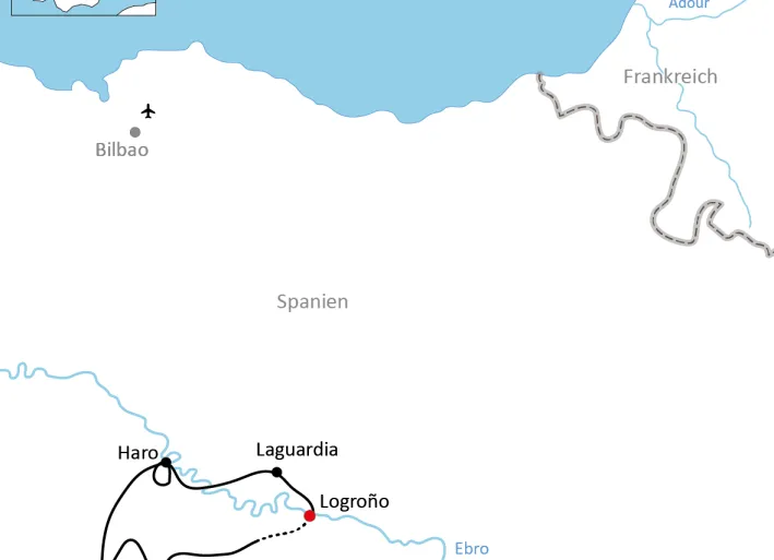 Map of cycle tour in La Rioja