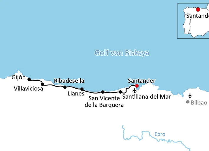 Map of Bike tour along the Atlantic Coast in Spain