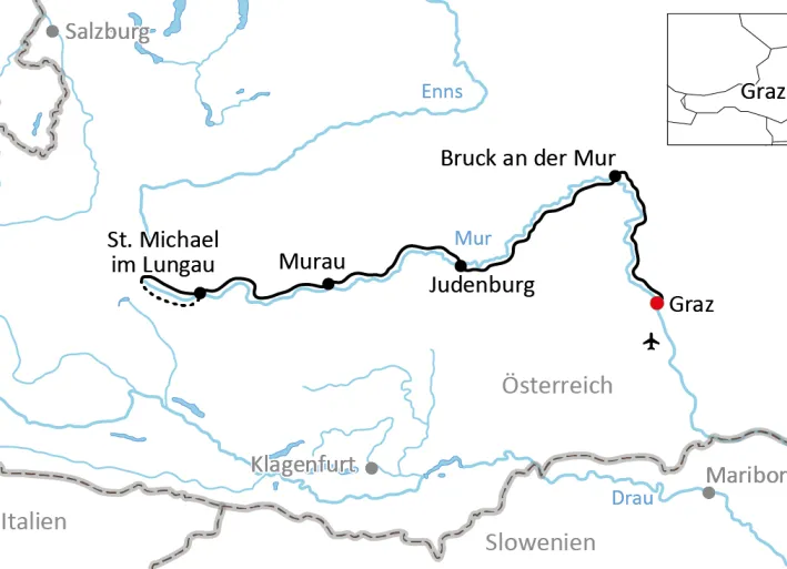 Map of the cycling tour in Styria