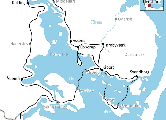 Map of Bike tour tour along the Lillebælt