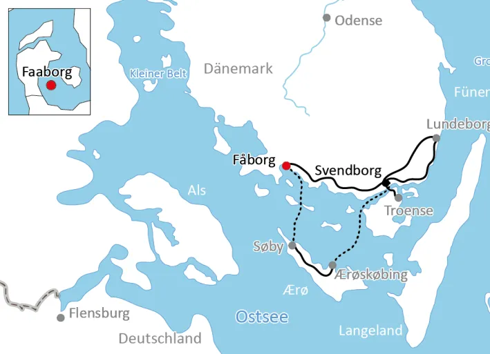 Map of the cycle tour around Ærø
