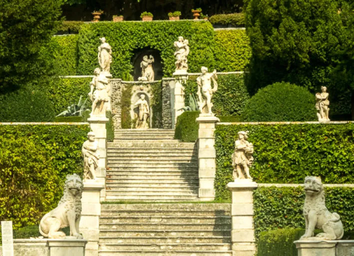 Stone staircase with statues