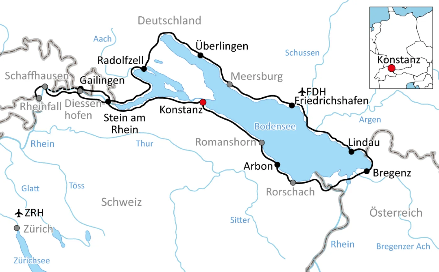 Lake Constance vacation map for strollers