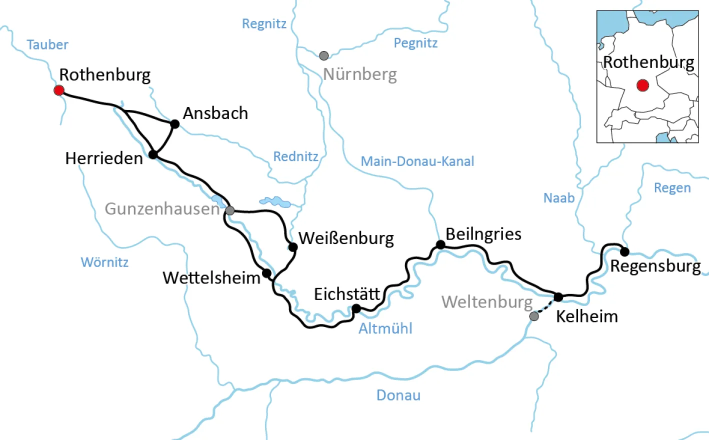 Altmuehl Cycle Route Map