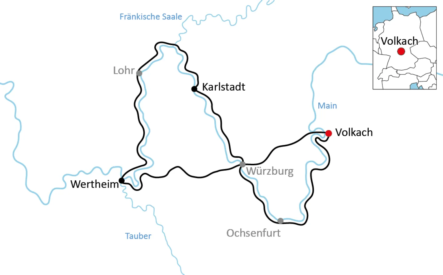 Mainfranken bike tour map