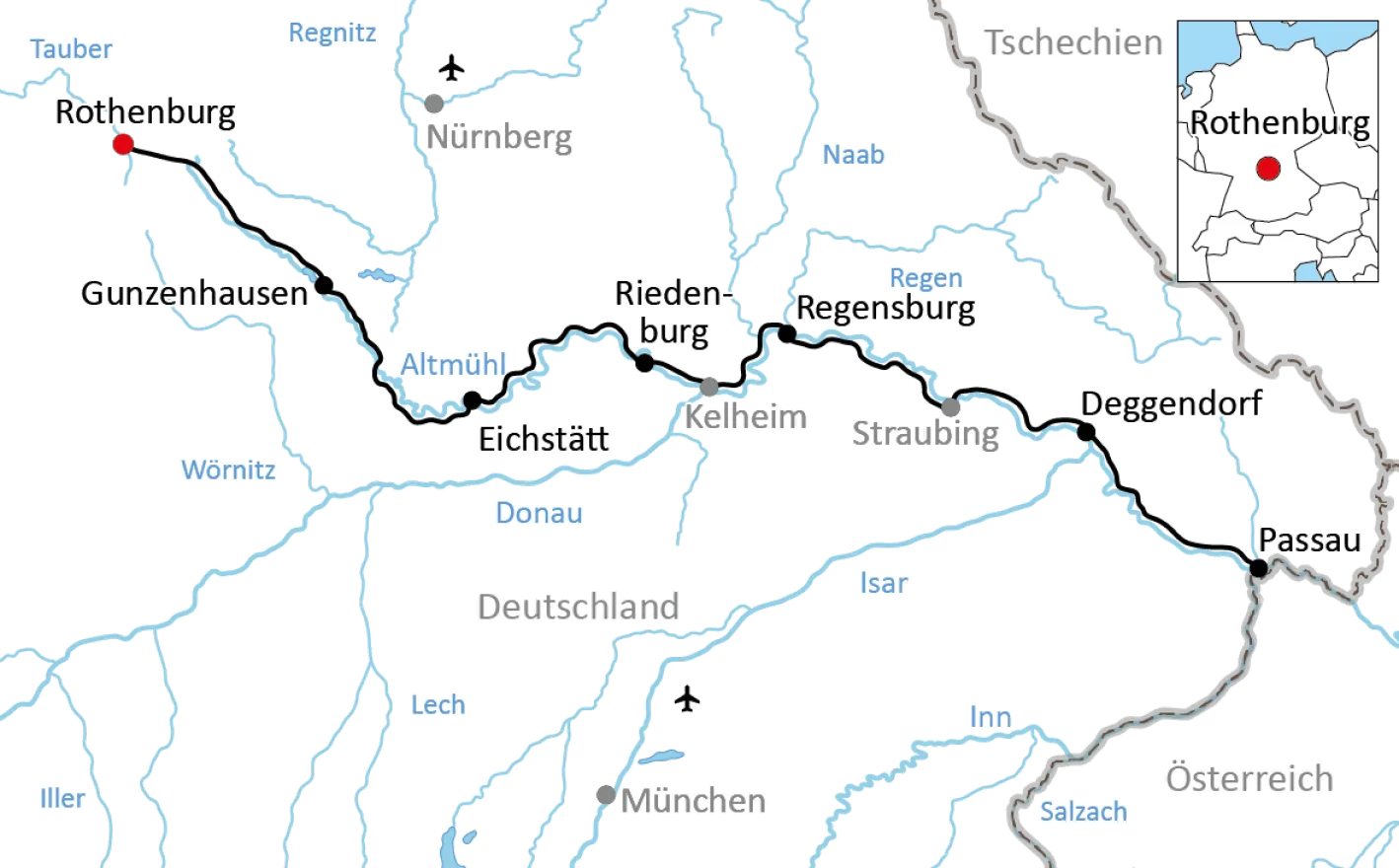 Sporty Altmühl and Danube bike tour