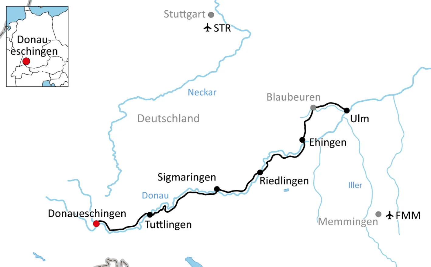 Map bike tour through the Danube valley