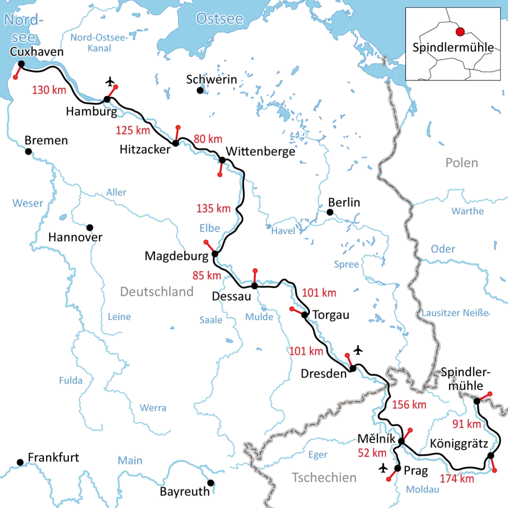 Map Elbe Cycle Route