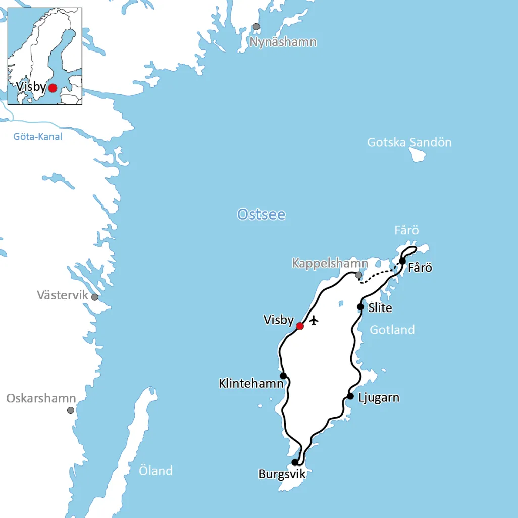 Map of the Cycling tour around Gotland