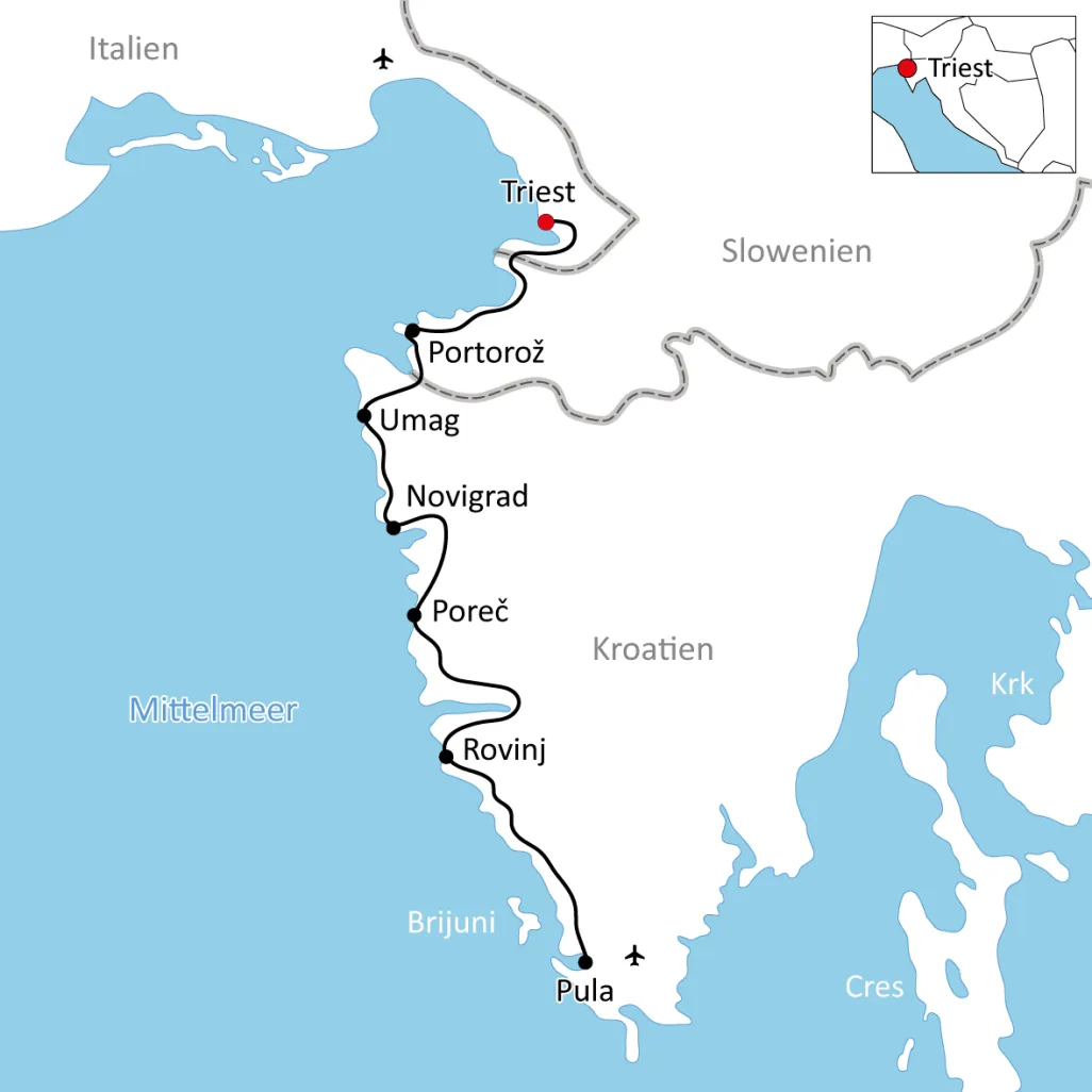 Map for your Cycling Holiday in Istria