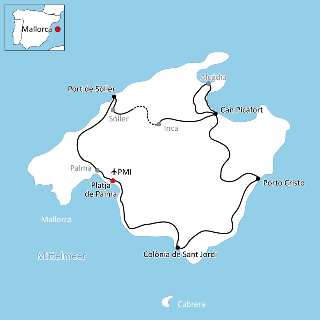 Map for The Great Cycle Tour of Mallorca